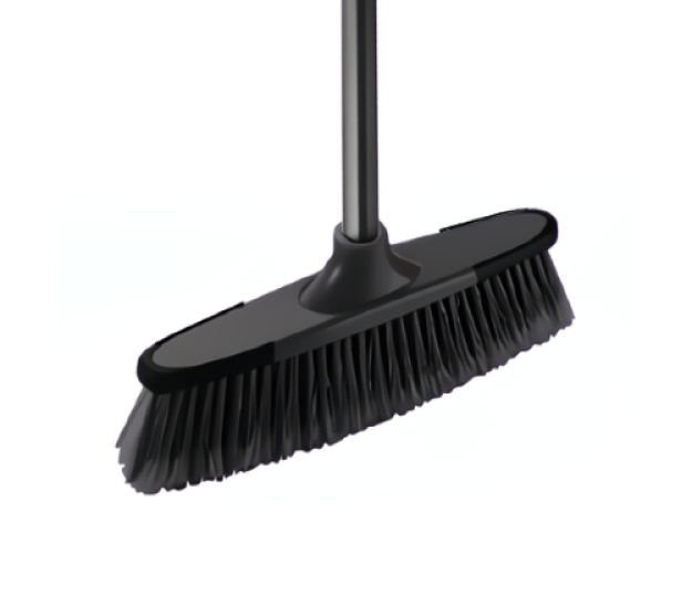 12'' Black Magnetic Broom with 48'' Metal Handle